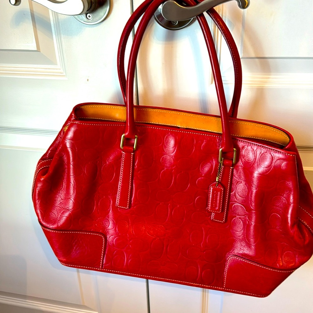 Red leather signature monogram